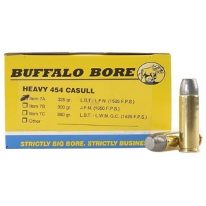 BUFFALO Bore 454 Casull Ammo 325 Grain Flat Nose Box Of 20