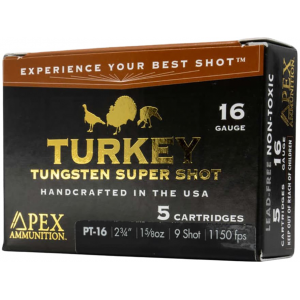 x Ammunition Turkey TSS 16 Gauge 2-3/4 #9 Tungsten Shot 1-5/8 Oz Box Of 5 Ammo
