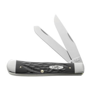 Case Trapper Folding Knife 2-Blade Stainless Steel Blades Rough Black Synethetic Handle