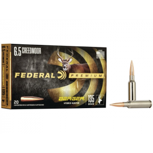 eral Premium 6.5 Creedmoor 135 Grain Berger Hybrid Hunter Jacketed Hollow Point Box Of 20 Ammo