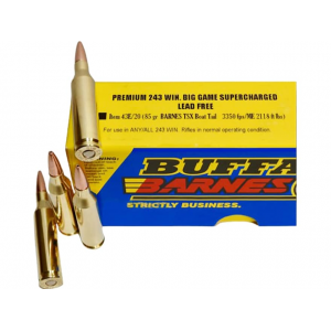falo Bore Supercharged 243 Winchester 85 Grain Barnes TSX Solid Hollow Point Lead Free Box Of 20 Ammo