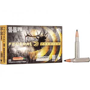 eral Premium 30-06 Springfield 180 Grain Federal Trophy Copper Polymer Tip Lead Free Box Of 20 Ammo