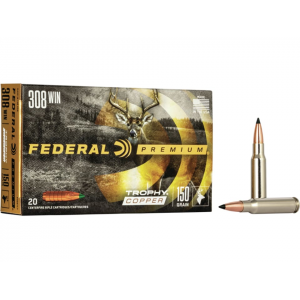 eral Premium 308 Winchester 150 Grain Federal Trophy Copper Polymer Tip Lead Free Box Of 20 Ammo