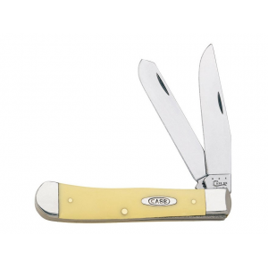 Case Trapper Folding Knife 2-Blade Stainless Steel Blades Yellow Synthetic Handle - Case