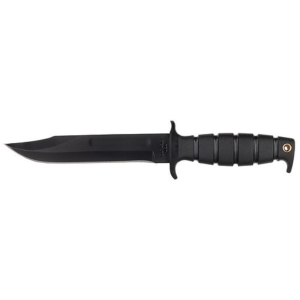 Ontario SP1 Marine Combat Fixed Blade Knife 7" Drop Point 1075 Black Carbon Steel Blade Kraton Handle Black - Ontario