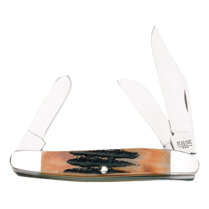 Bear & Son Large Stockman Pocket Knife 2.875" Clip, Sheepfoot, and Pen 440 Polished Blade Stag Handle - Bear & Son