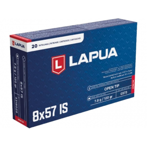LAPUA 8x57mm Is Ammo 120 Grain Open Tip Box Of 20