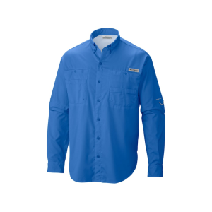 COLUMBIA Men's PFG Tamiami II Long Sleeve Shirt Vivid Blue Medium