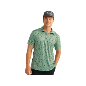 Huk Men's Pursuit Printed Polo Fog Green Large - Huk
