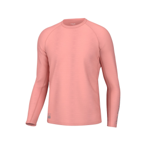 Huk Men's A1A Crew Long Sleeve Crew Neck T Shirt Neon Orange 2XL - Huk