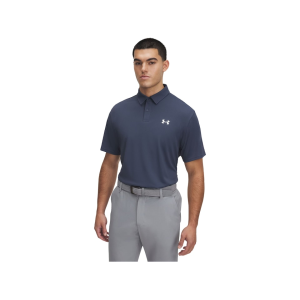 UNDER ARMOUR Men's Pique Polo Downpour Gray/White Large