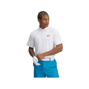 UNDER ARMOUR Men's Pique Polo White/Black Large