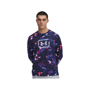 UNDER ARMOUR Men's Fish Pro Freedom AOP Shirt Midnight Navy/Mod Gray Large