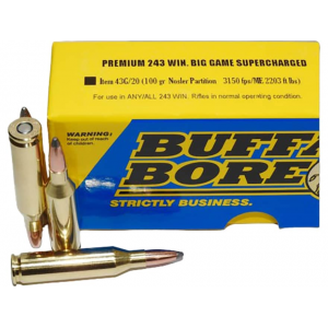falo Bore Supercharged 243 Winchester 100 Grain Nosler Partition Spitzer Box Of 20 Ammo