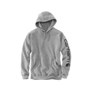 CARHARTT Men's Loose Fit Midweight Logo Sleeve Graphic Hoodie Heather Gray/Black Medium