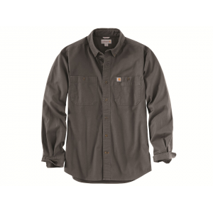 CARHARTT Men's Rugged Flex Relaxed Fit Midweight Canvas Long Sleeve Shirt Gravel 2XL Tall