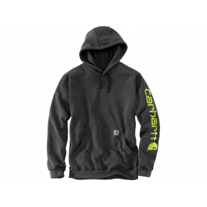 CARHARTT Men's Loose Fit Midweight Logo Sleeve Graphic Hoodie Carbon Heather Large