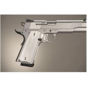 Hogue Extreme Series Grips 1911 Government, Commander Ambidextrous Safety Cut Checkered Brushed Aluminum Gloss Clear - Hogue