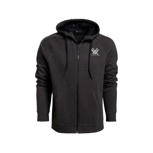 VORTEX OPTICS Men's Core Logo Comfort Full Zip Hoodie Charcoal Heather Medium