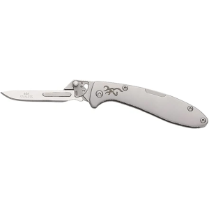 Browning Stainless Scalpel Pocket Knife 2.75" Scalpel Point Stainless Steel Stainless Blade Stainless Steel Handle Stainless - Browning