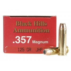 Black Hills 357 Magnum Ammo 125 Grain Jacketed Hollow Point Box of 50 - Black Hills