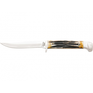 Bear & Son India Stag Fixed Blade Knife 2.375" Clip Point 440HC Satin Blade Bone Handle Stag - Bear & Son