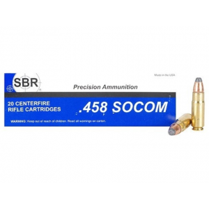 SBR 458 Socom Ammo 350 Grain Jacketed Soft Point Box of 20 - Sbr