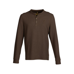 Browning Men's Waffle Knit Long Sleeve Henley Shirt Major Brown Large - Browning