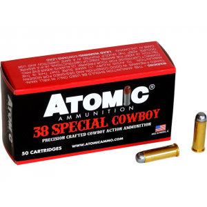 ATOMIC Ammunition Cowboy Action 38 Special Ammo 125 Grain Flat Nose Box Of 50 858767004515 256014