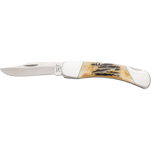 Bear & Son 505 Pocket Knife 2.75" Drop Point 440HC Satin Blade Stag Handle - Bear & Son