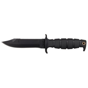 Ontario SP2 Air Force Survival Fixed Blade Knife 5.5" Drop Point 1095 Black Carbon Steel Blade Kraton Handle Black - Ontario