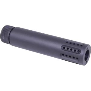 GunTec Muzzle Brake with Long Slip-Over Barrel Shroud AR-10, LR-308 5/8"-24 Thread Steel Matte - Guntec Usa