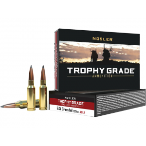 NOSLER Trophy Grade 6.5 Grendel Ammo 129 Grain NOSLER Accubond Long Range Bonded Polymer Tip Box Of 20