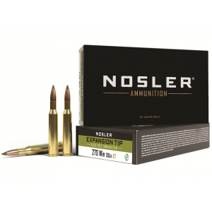 Nosler E-Tip 270 Winchester Ammo 130 Grain Nosler Expansion Tip (E-Tip) Polymer Tip Lead Free Box of 20 - Nosler