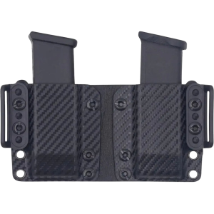 Rounded Double Magazine Holder 9mm, 40 S&W Single Stack Kydex Carbon Fiber - Rounded