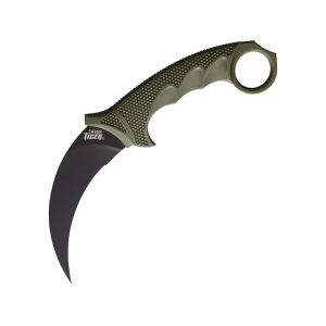 Cold Steel Steel Tiger Fixed Blade Knife 4.75" Karambit AUS-8 Black Blade Griv-Ex Handle OD Green - Cold Steel