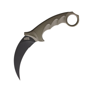 Cold Steel Steel Tiger Fixed Blade Knife 4.75" Karambit AUS-8 Black Blade Griv-Ex Handle Dark Earth - Cold Steel