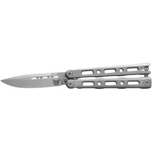 Benchmade Laro Butterfly Knife 3.6" Drop Point CPM MagnaCut Stonewashed Blade Titanium Handle Gray - Benchmade