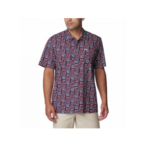 COLUMBIA Men's Trollers Best Short Sleeve Shirt Collegiate Navy PFG Banner Medium