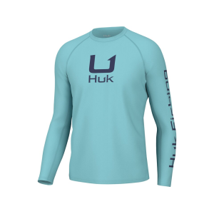 Huk Men's Icon Long Sleeve Crew Neck Shirt Marine Blue Large - Huk