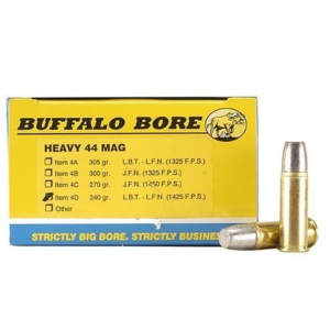 BUFFALO Bore 44 Remington Magnum +p+ Ammo 340 Grain Flat Nose Box Of 20