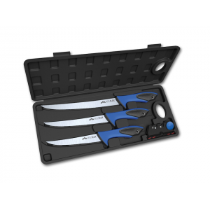 Outdoor Edge Reelflex Pak Fillet Knives 3PK TPR Handle Blue with Black Rubber Inserts - Outdoor Edge