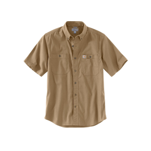 CARHARTT Men's Rugged Flex Relaxed Fit Midweight Canvas Short Sleeve Shirt Dark Khaki XL Tall