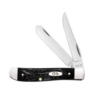Case Mini Trapper Pocket Knife 2.75" Clip and Spey Point Tru-Sharp Mirror Polished Blade Jigged Synthetic Handle Black - Case