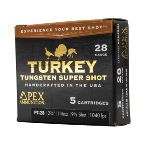 Apex Ammunition Turkey TSS 28 Gauge Ammo 2-3/4" #9 Tungsten Shot 1-3/8 oz Box of 5 - Apex Ammunition