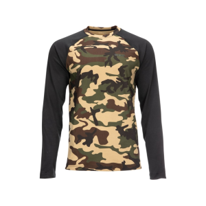 Simms Men's Lightweight Long Sleeve Base Layer Shirt Woodland Camo 3XL