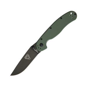 Ontario RAT 2 Pocket Knife 3" Drop Point D2 Black Blade G-10 Handle OD Green - Ontario