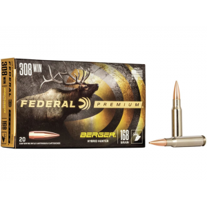 eral Premium 308 Winchester 168 Grain Berger Hybrid Hunter Jacketed Hollow Point Box Of 20 Ammo