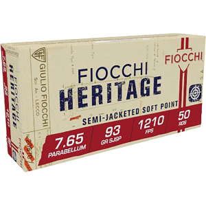 FIOCCHI 30 Luger Ammo 93 Grain Jacketed Soft Point Box Of 50