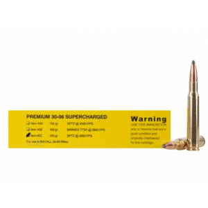 falo Bore Supercharged 30-06 Springfield 180 Grain Spitzer Flat Base Box Of 20 Ammo